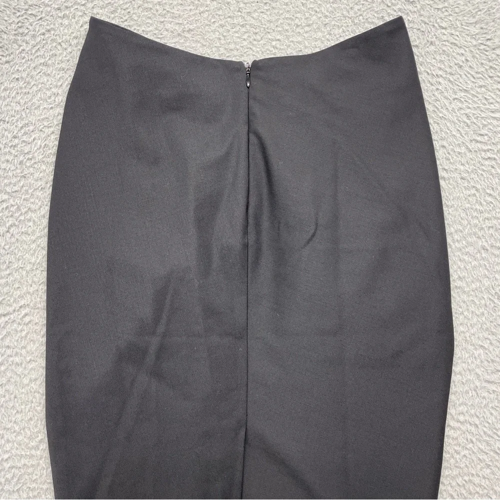 Maurizio Pecoraro Pencil Skirt Womens 6 Black Midi Pleated Wool Blend Italy